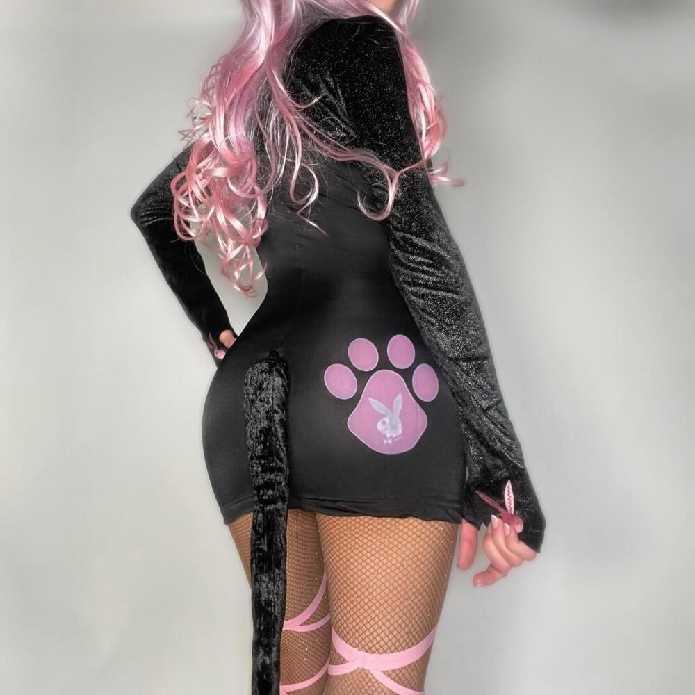 Y2K Genuine Playboy Brand Sexy Kitty Cat Cosplay Costume Dress Set